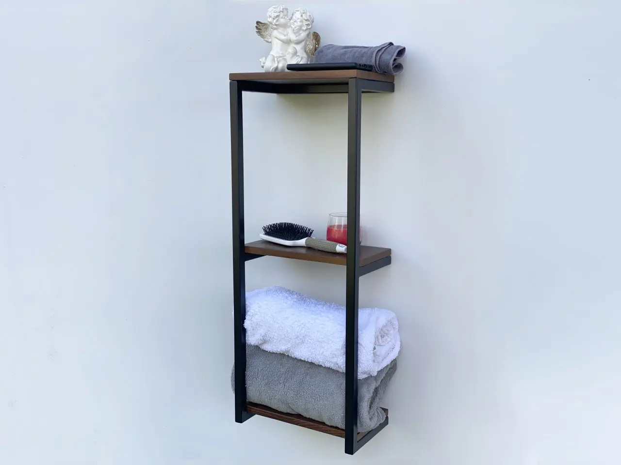 Architectural bathroom storage crafted through fabrication