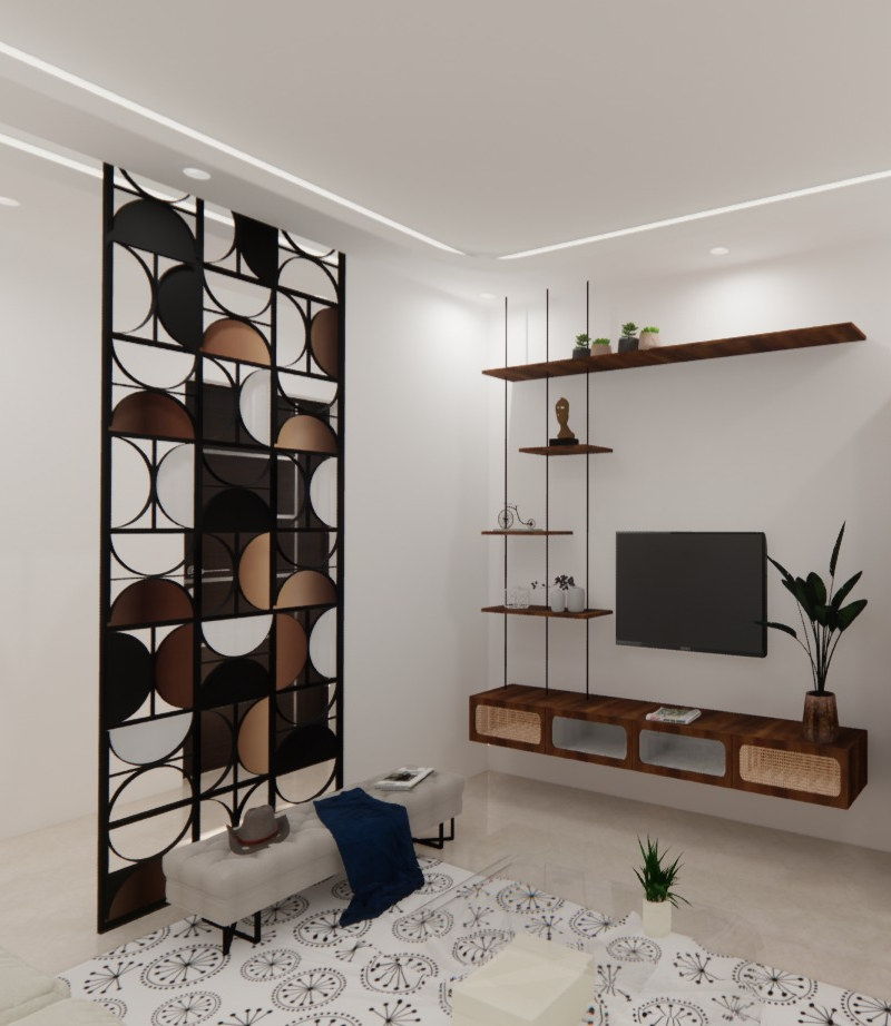 Custom geometric metal partition by IronEdge Designs